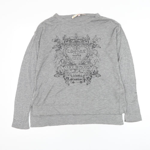 Dorothy Perkins Womens Grey Round Neck Viscose Pullover Jumper Size 6 - London Bus