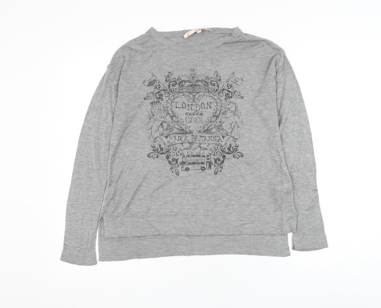 Dorothy Perkins Womens Grey Round Neck Viscose Pullover Jumper Size 6 - London Bus