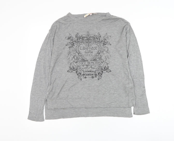 Dorothy Perkins Womens Grey Round Neck Viscose Pullover Jumper Size 6 - London Bus