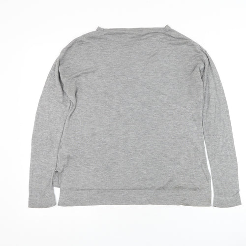 Dorothy Perkins Womens Grey Round Neck Viscose Pullover Jumper Size 6 - London Bus