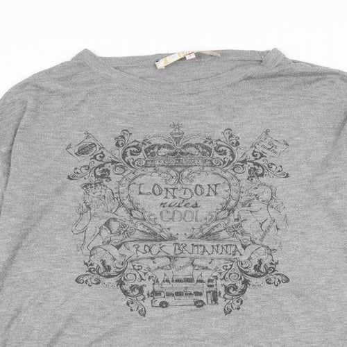 Dorothy Perkins Womens Grey Round Neck Viscose Pullover Jumper Size 6 - London Bus