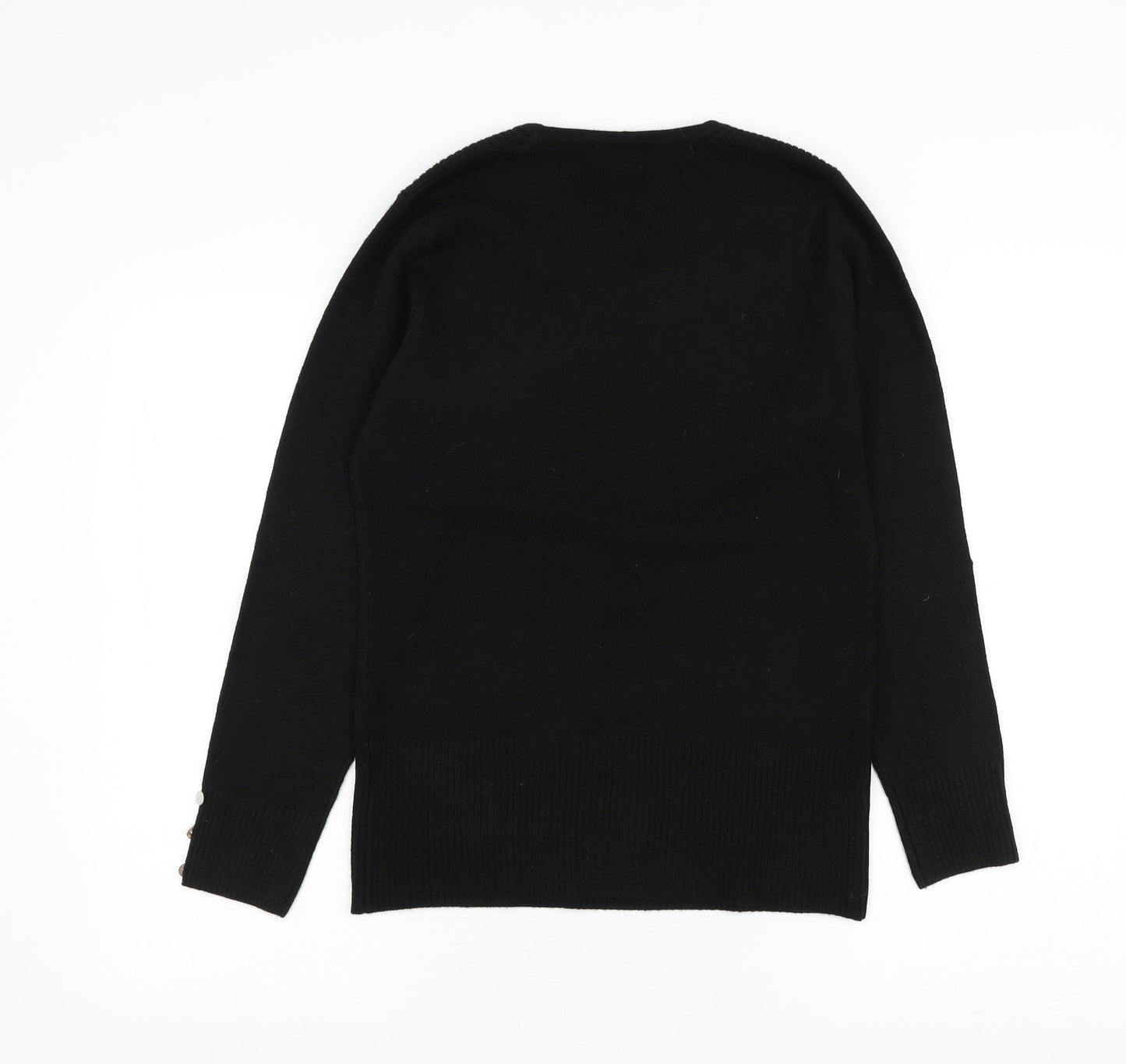 Filati Womens Black Round Neck Acrylic Pullover Jumper Size S