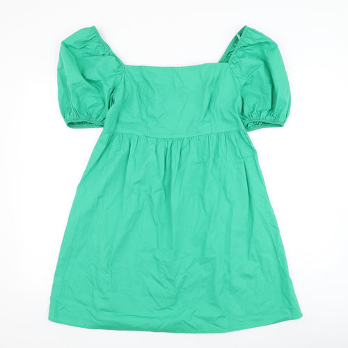 New Look Womens Green Polyester A-Line Size 12 Square Neck Pullover