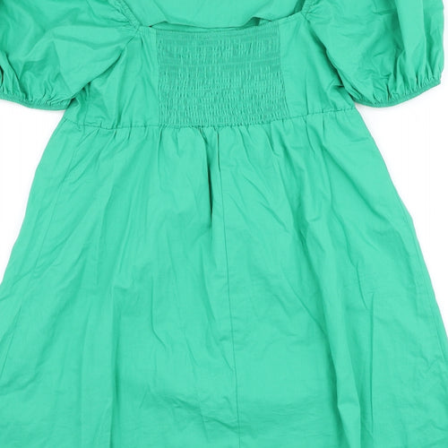 New Look Womens Green Polyester A-Line Size 12 Square Neck Pullover