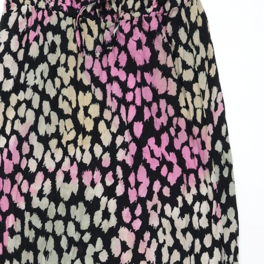 NEXT Womens Black Animal Print Polyester Maxi Size 14 Off the Shoulder Pullover