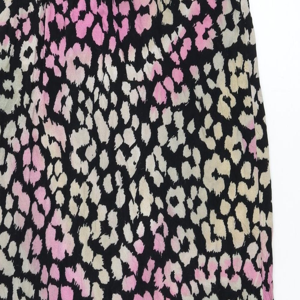 NEXT Womens Black Animal Print Polyester Maxi Size 14 Off the Shoulder Pullover