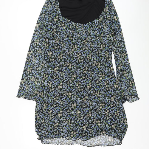 Primark Womens Black Floral Polyester Shift Size 14 Round Neck Pullover