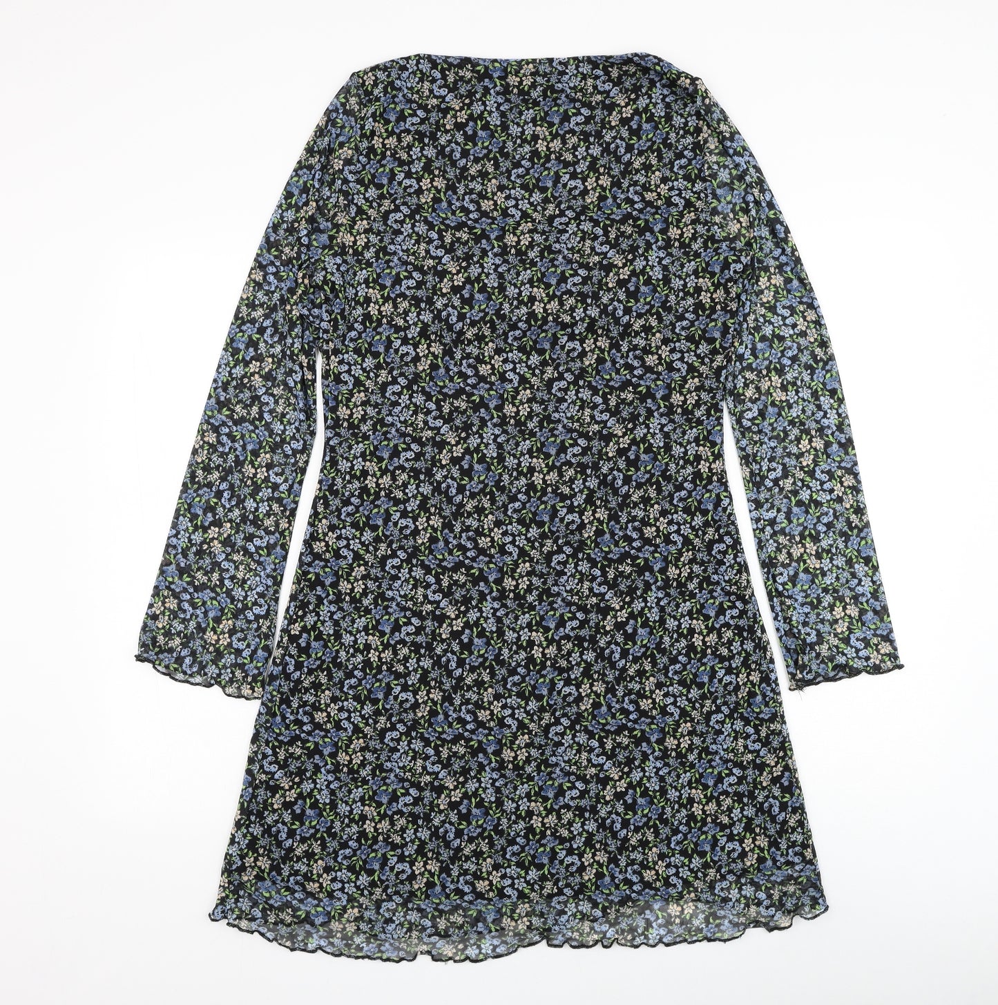 Primark Womens Black Floral Polyester Shift Size 14 Round Neck Pullover