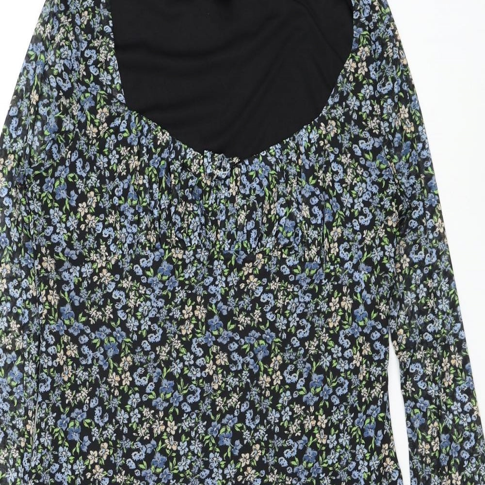 Primark Womens Black Floral Polyester Shift Size 14 Round Neck Pullover
