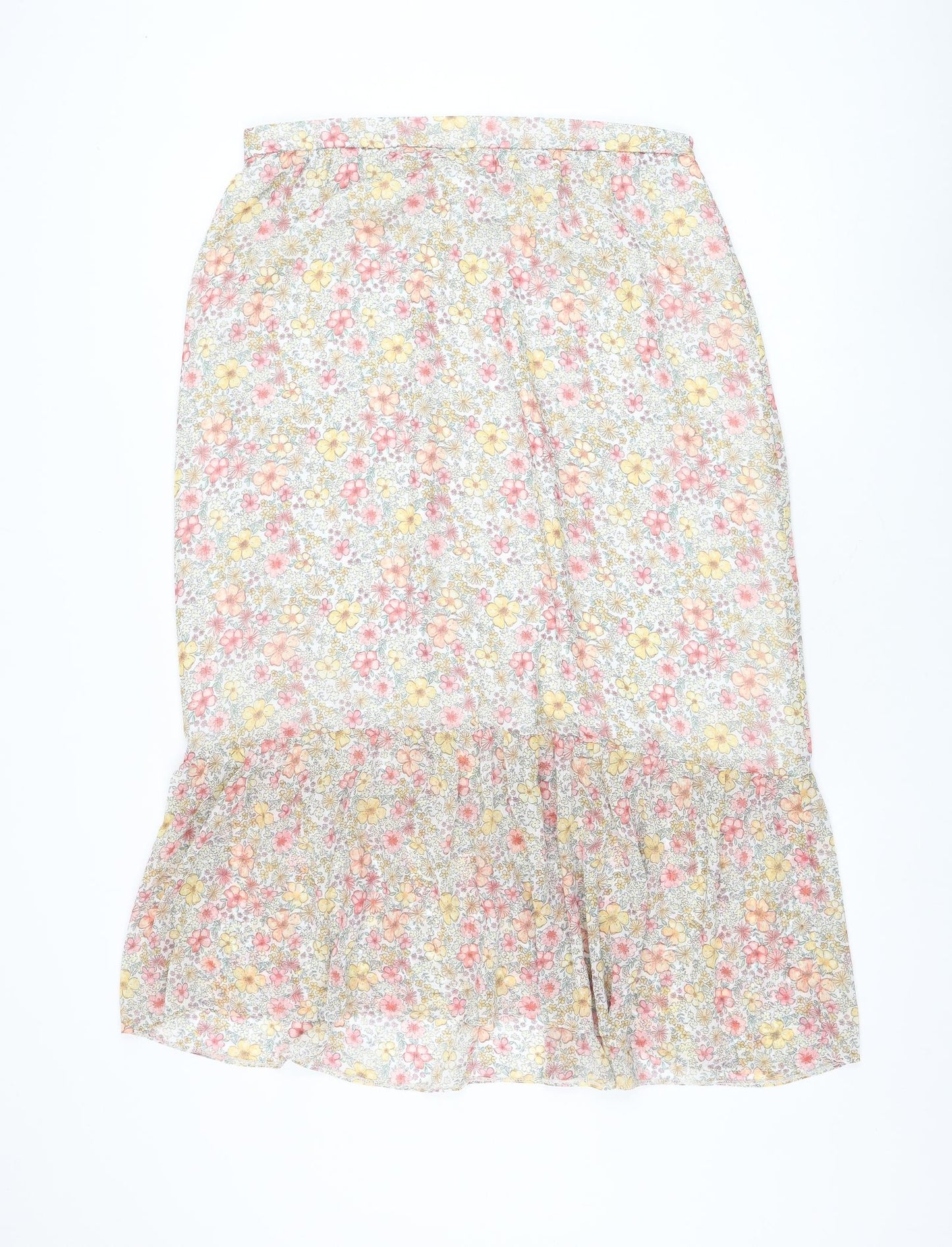 George Womens White Floral Polyester Maxi Skirt Size 12