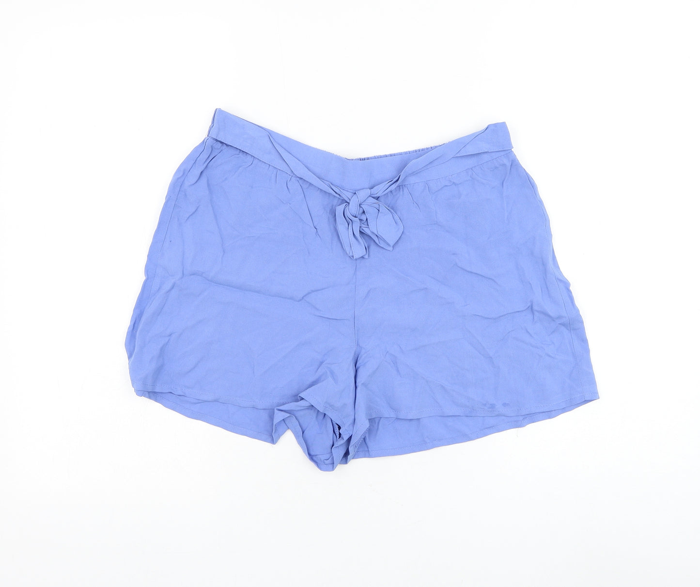 Primark Womens Blue Viscose Hot Pants Shorts Size 14 L3 in Regular Pull On