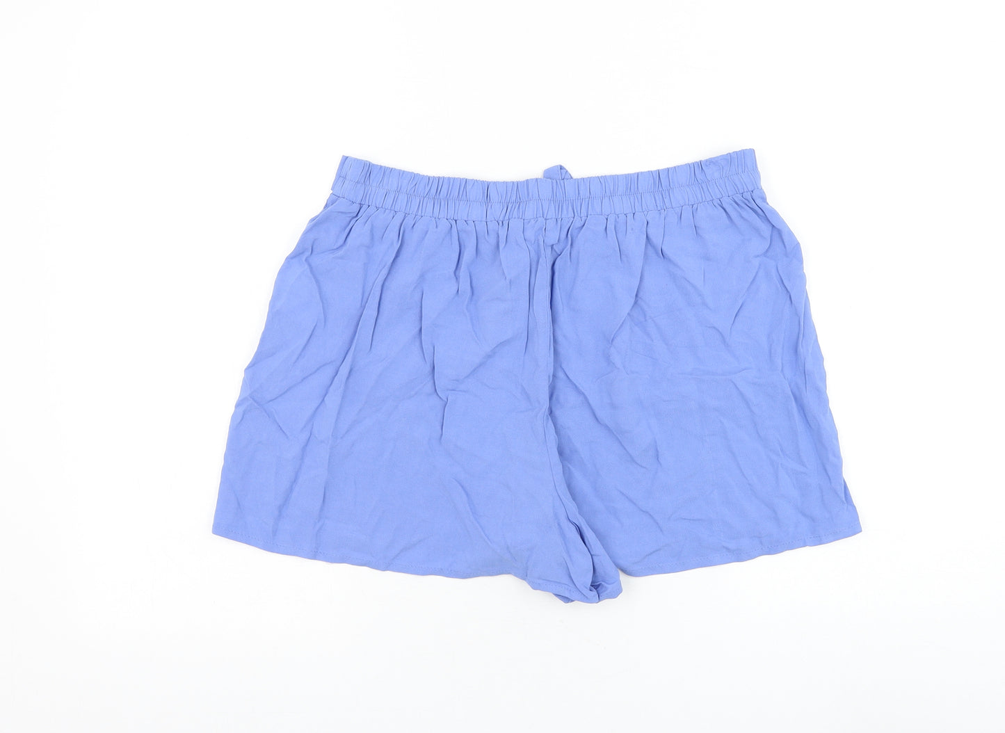 Primark Womens Blue Viscose Hot Pants Shorts Size 14 L3 in Regular Pull On