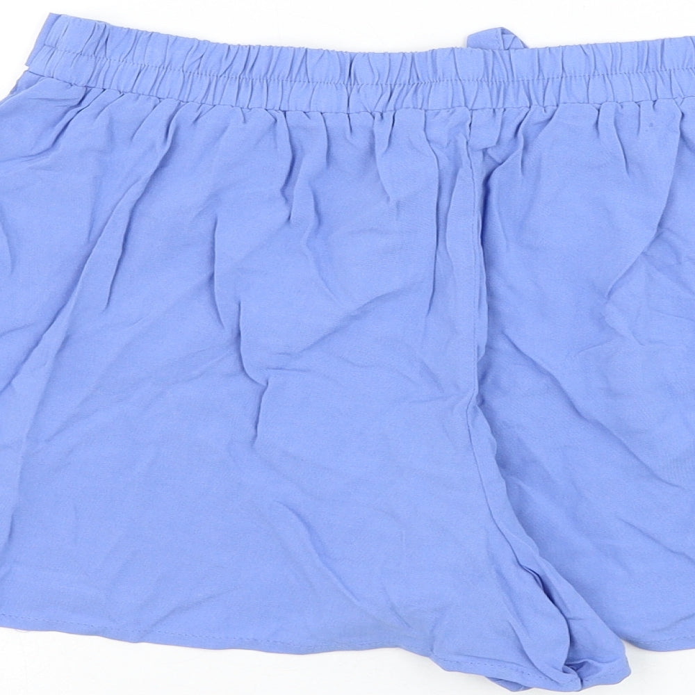 Primark Womens Blue Viscose Hot Pants Shorts Size 14 L3 in Regular Pull On
