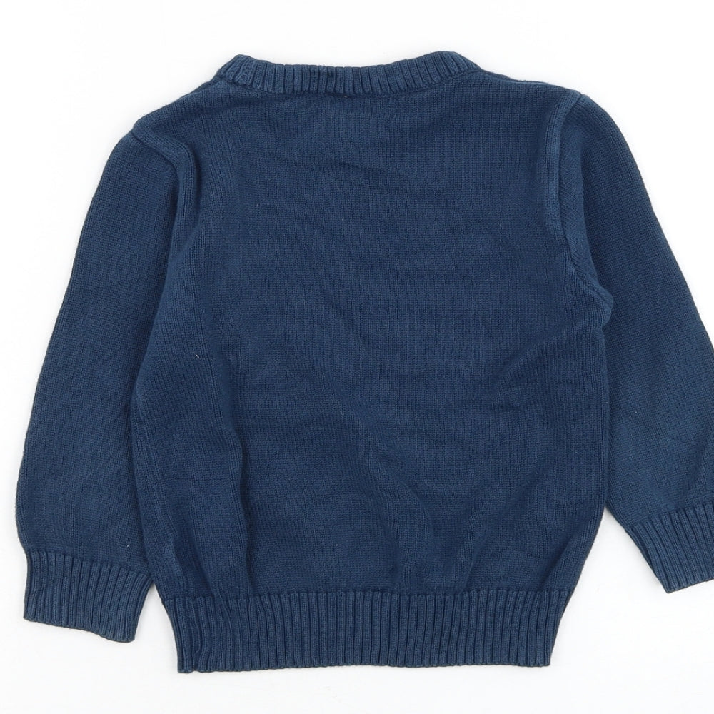 NEXT Boys Blue Round Neck Cotton Pullover Jumper Size 2-3 Years Pullover - Snowman, Christmas