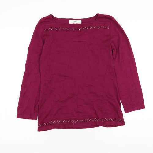 NEXT Womens Purple Round Neck Cotton Pullover Jumper Size 12