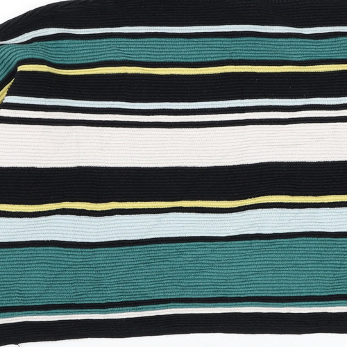 H&M Womens Black Round Neck Striped Cotton Pullover Jumper Size S