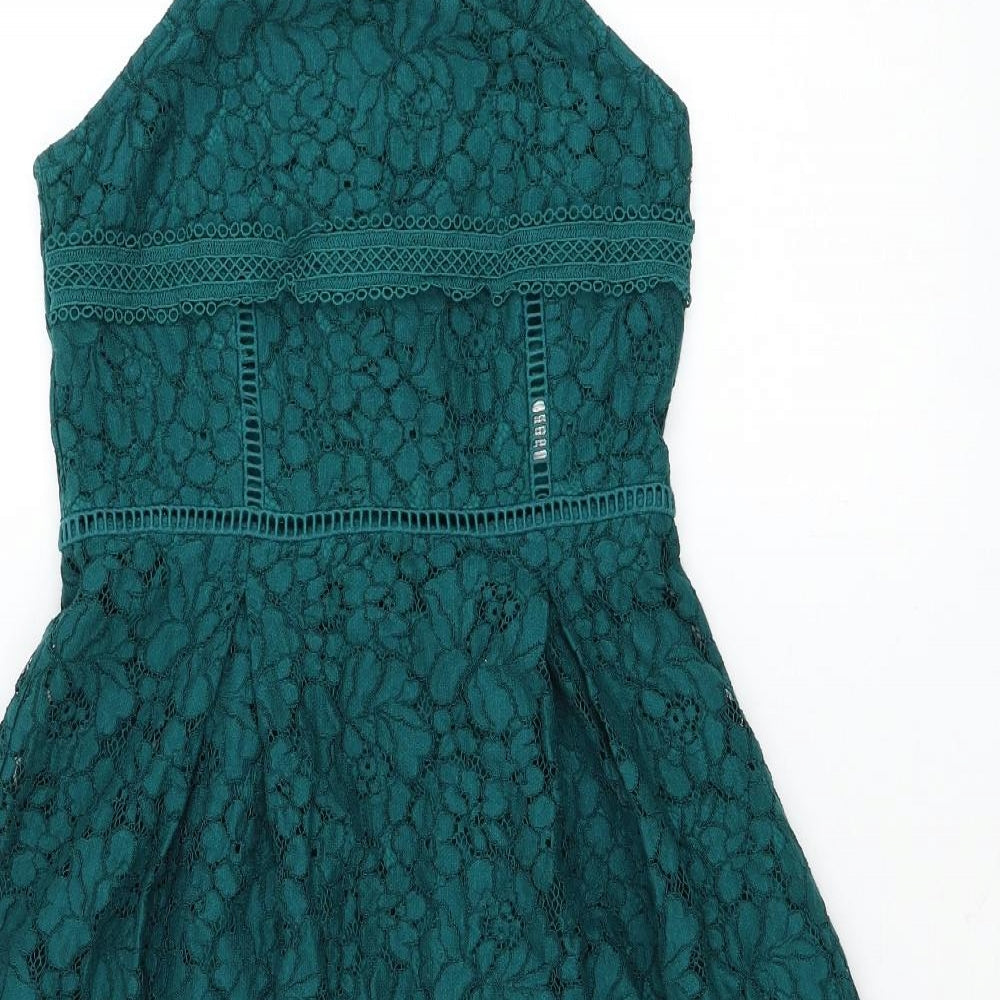 Primark Womens Green Polyester Fit & Flare Size 8 Square Neck Pullover