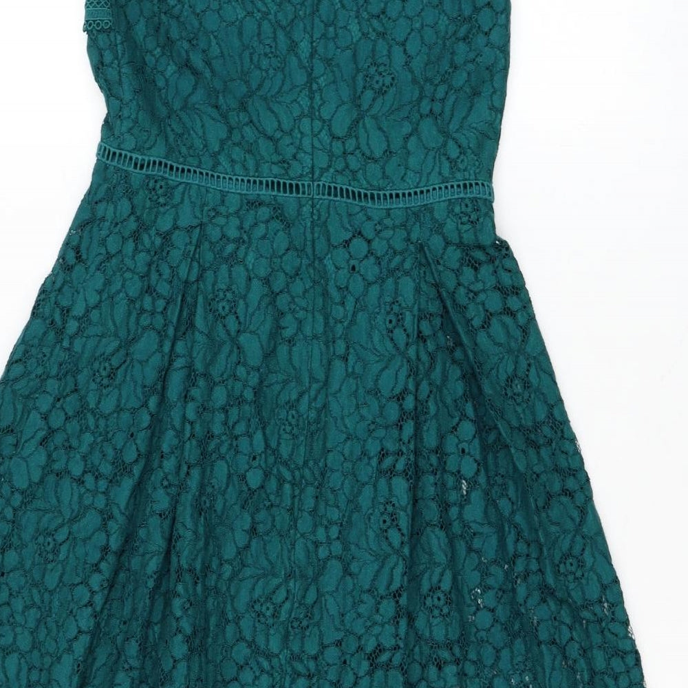 Primark Womens Green Polyester Fit & Flare Size 8 Square Neck Pullover