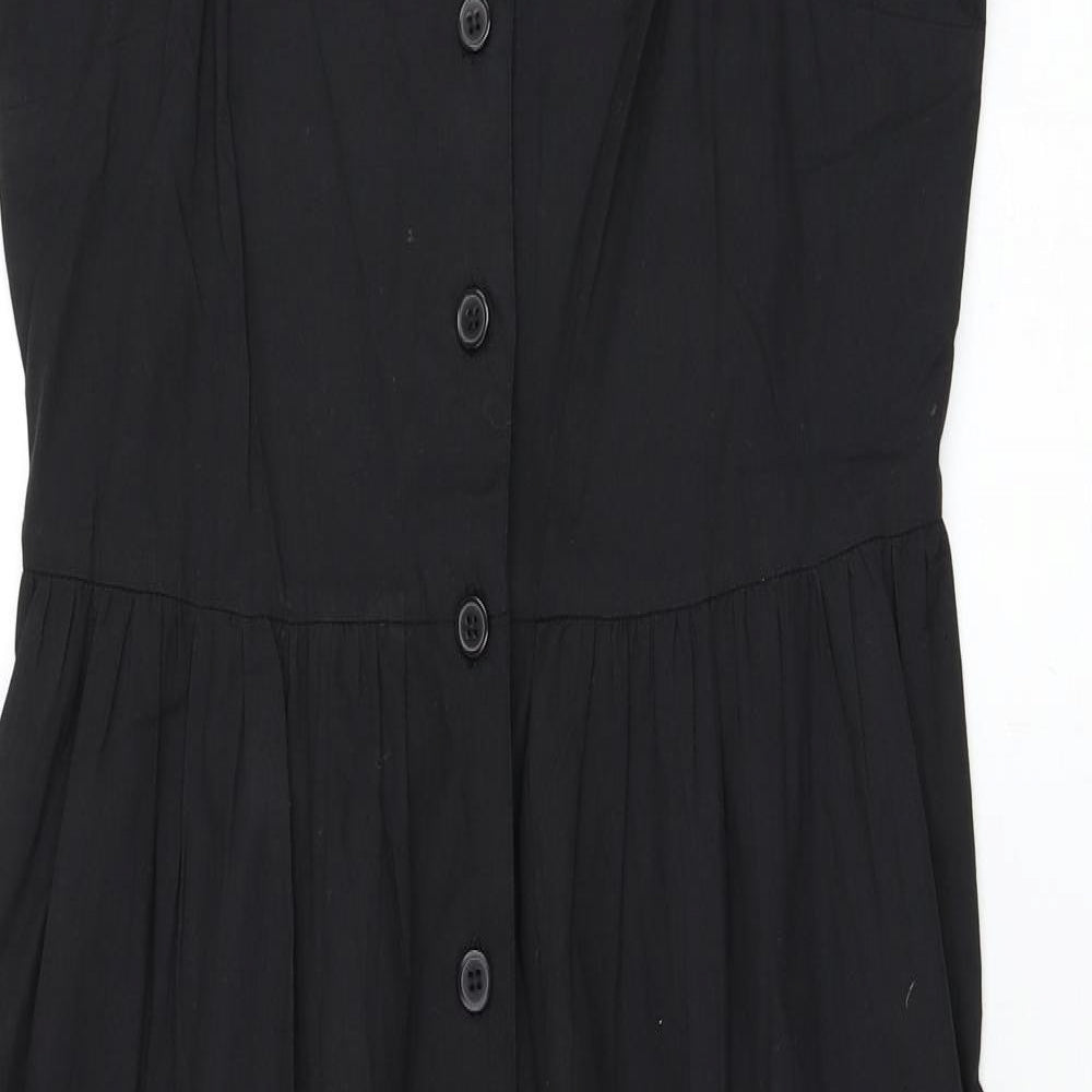In the Style Womens Black Cotton Maxi Size 12 V-Neck Button