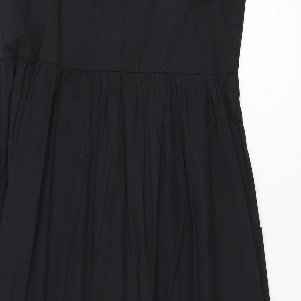 In the Style Womens Black Cotton Maxi Size 12 V-Neck Button