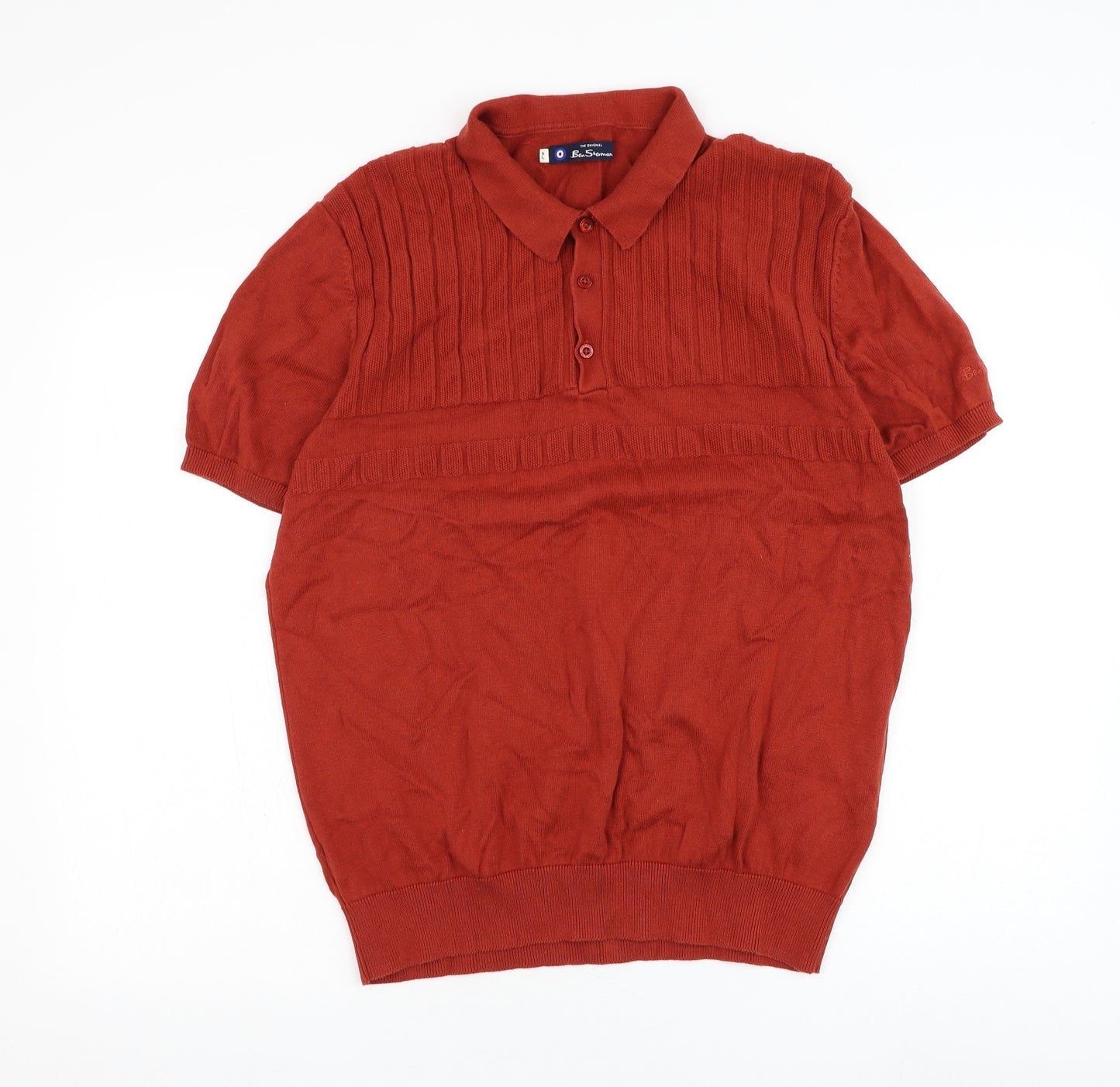 Ben Sherman Mens Red Cotton Polo Size XL Collared Pullover