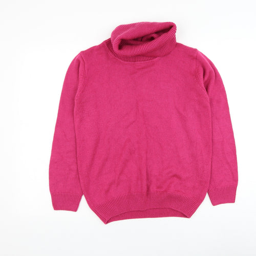 Damart Womens Pink Roll Neck Acrylic Pullover Jumper Size 10
