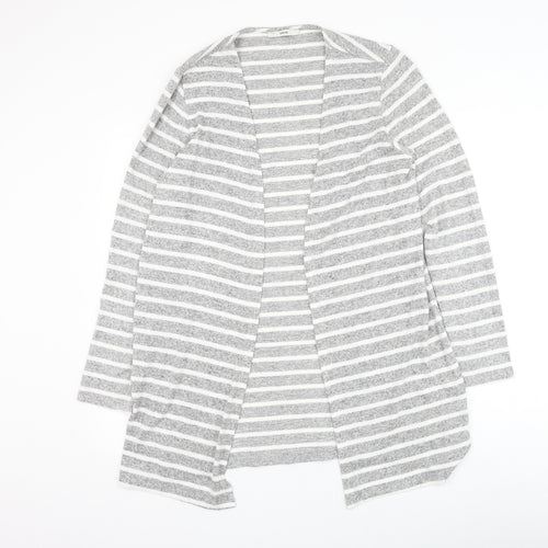 George Womens Grey V-Neck Striped Viscose Cardigan Jumper Size 12