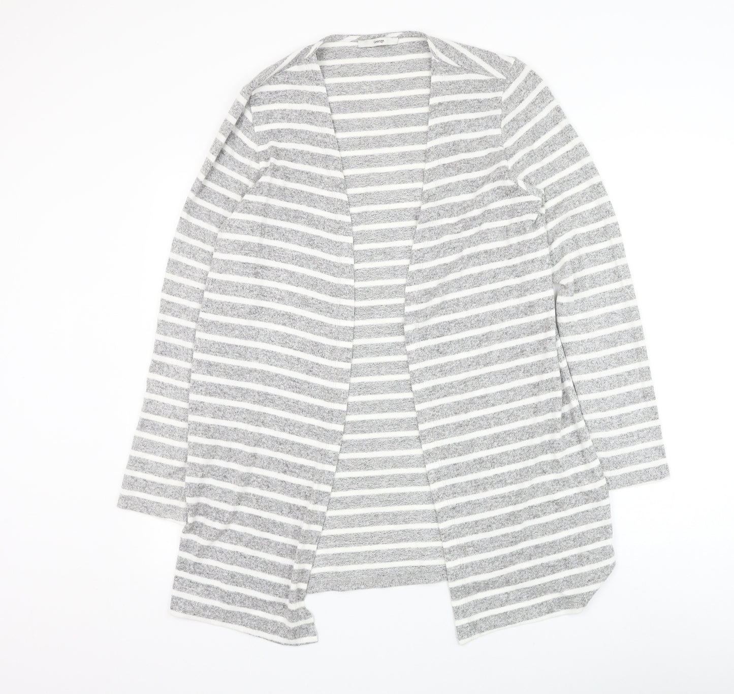 George Womens Grey V-Neck Striped Viscose Cardigan Jumper Size 12