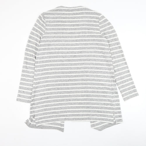 George Womens Grey V-Neck Striped Viscose Cardigan Jumper Size 12