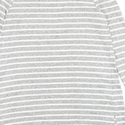 George Womens Grey V-Neck Striped Viscose Cardigan Jumper Size 12