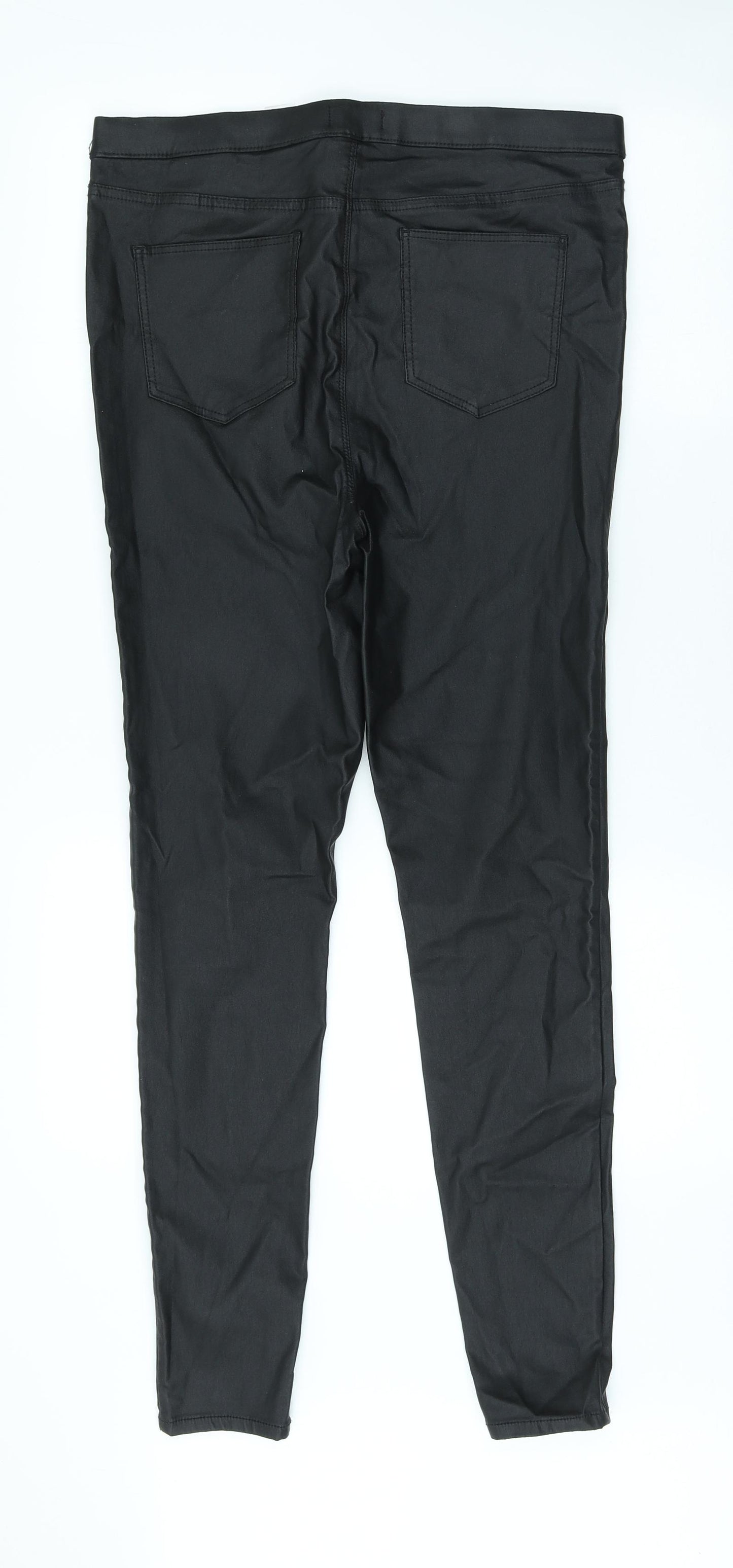 Papaya Womens Black Viscose Trousers Size 16 L28 in Regular