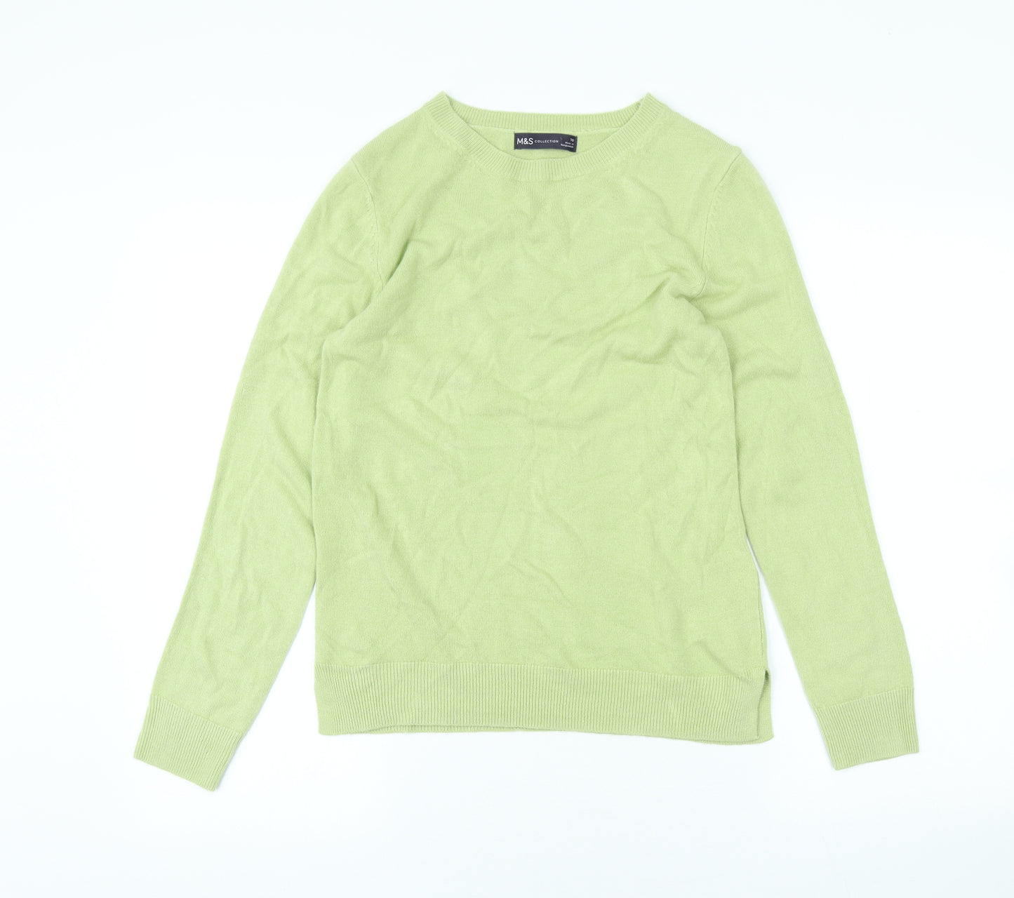 Marks and Spencer Womens Green Scoop Neck Acrylic Pullover Jumper Size 10