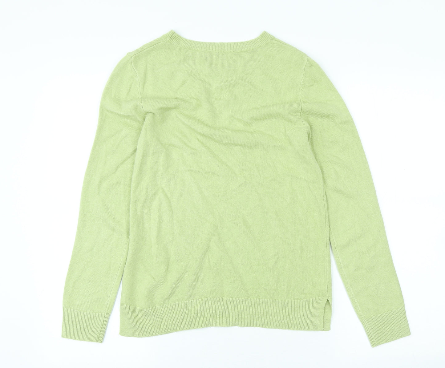 Marks and Spencer Womens Green Scoop Neck Acrylic Pullover Jumper Size 10