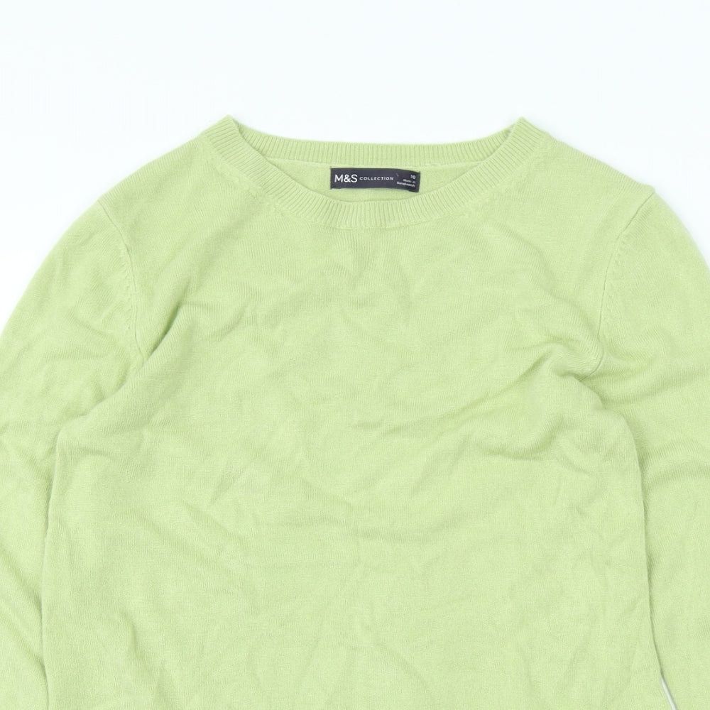 Marks and Spencer Womens Green Scoop Neck Acrylic Pullover Jumper Size 10
