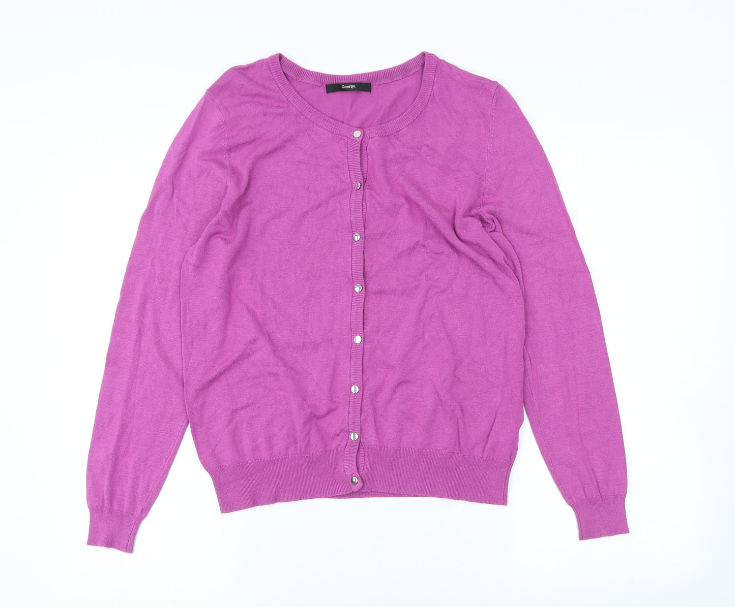 George Womens Pink Round Neck Viscose Cardigan Jumper Size 14