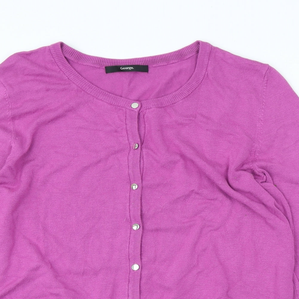 George Womens Pink Round Neck Viscose Cardigan Jumper Size 14
