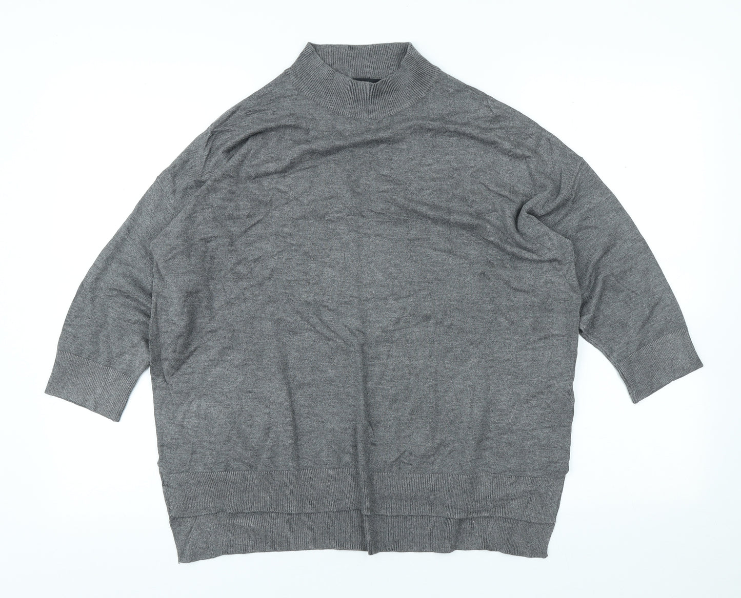 F&F Womens Grey High Neck Viscose Pullover Jumper Size 16