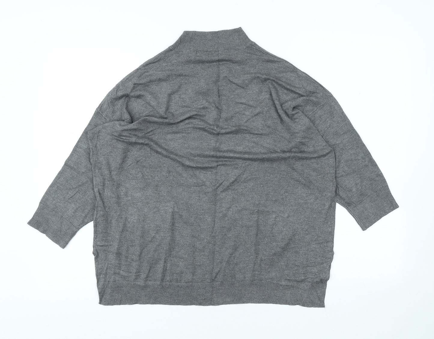 F&F Womens Grey High Neck Viscose Pullover Jumper Size 16