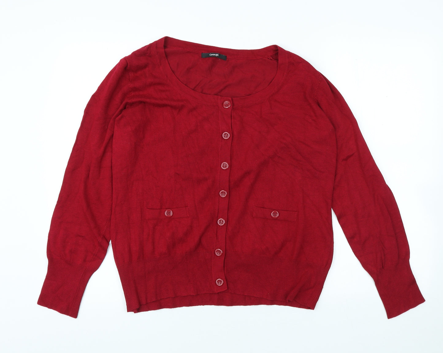 George Womens Red Scoop Neck Viscose Cardigan Jumper Size 20