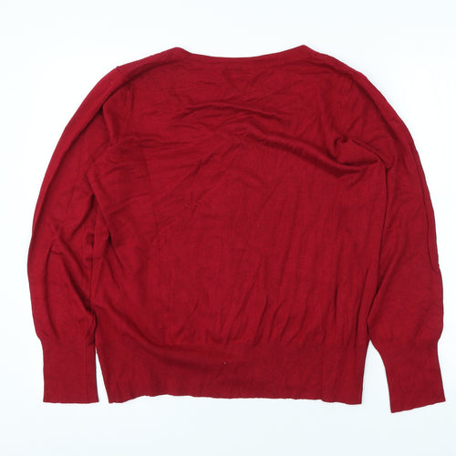 George Womens Red Scoop Neck Viscose Cardigan Jumper Size 20