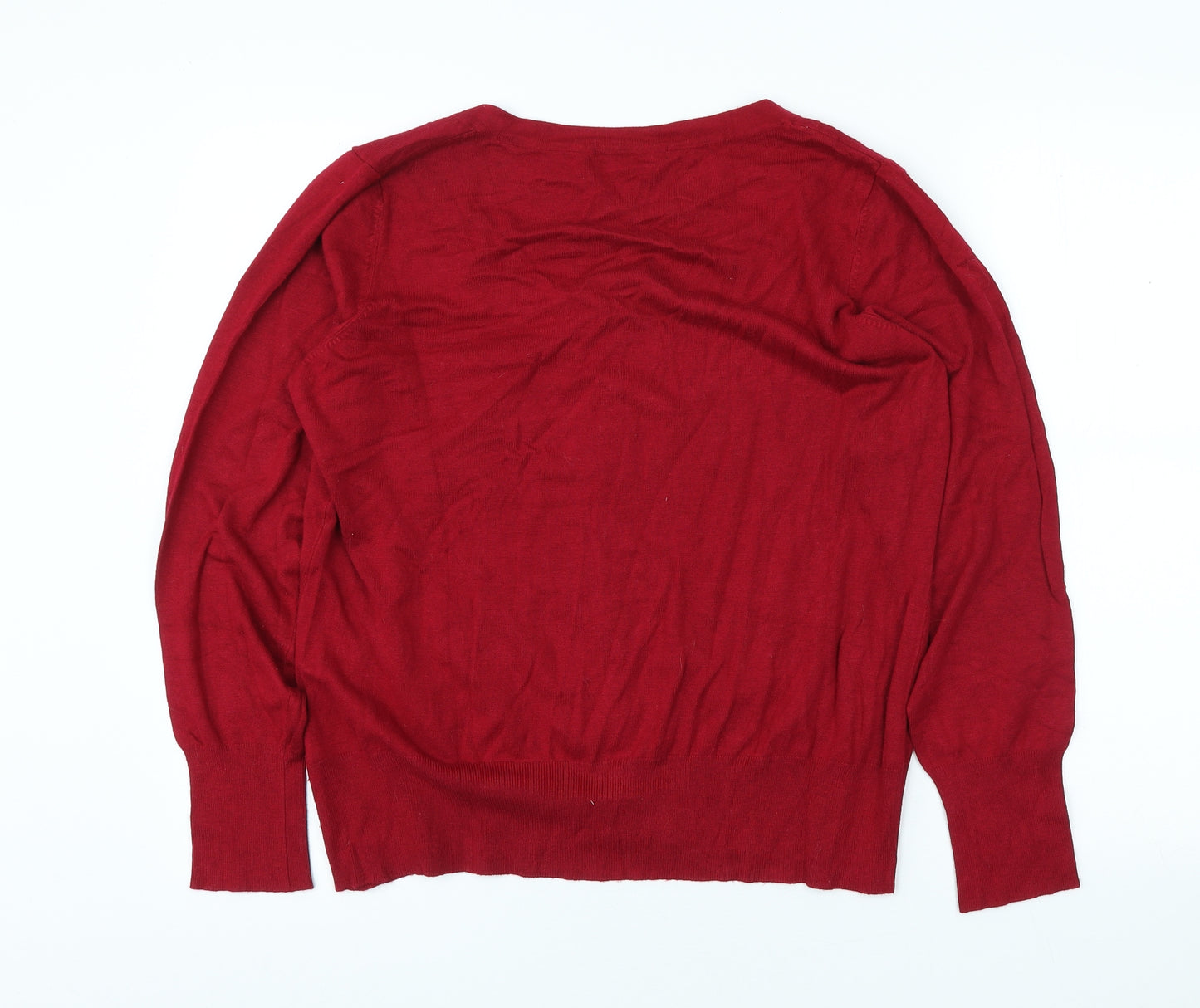 George Womens Red Scoop Neck Viscose Cardigan Jumper Size 20