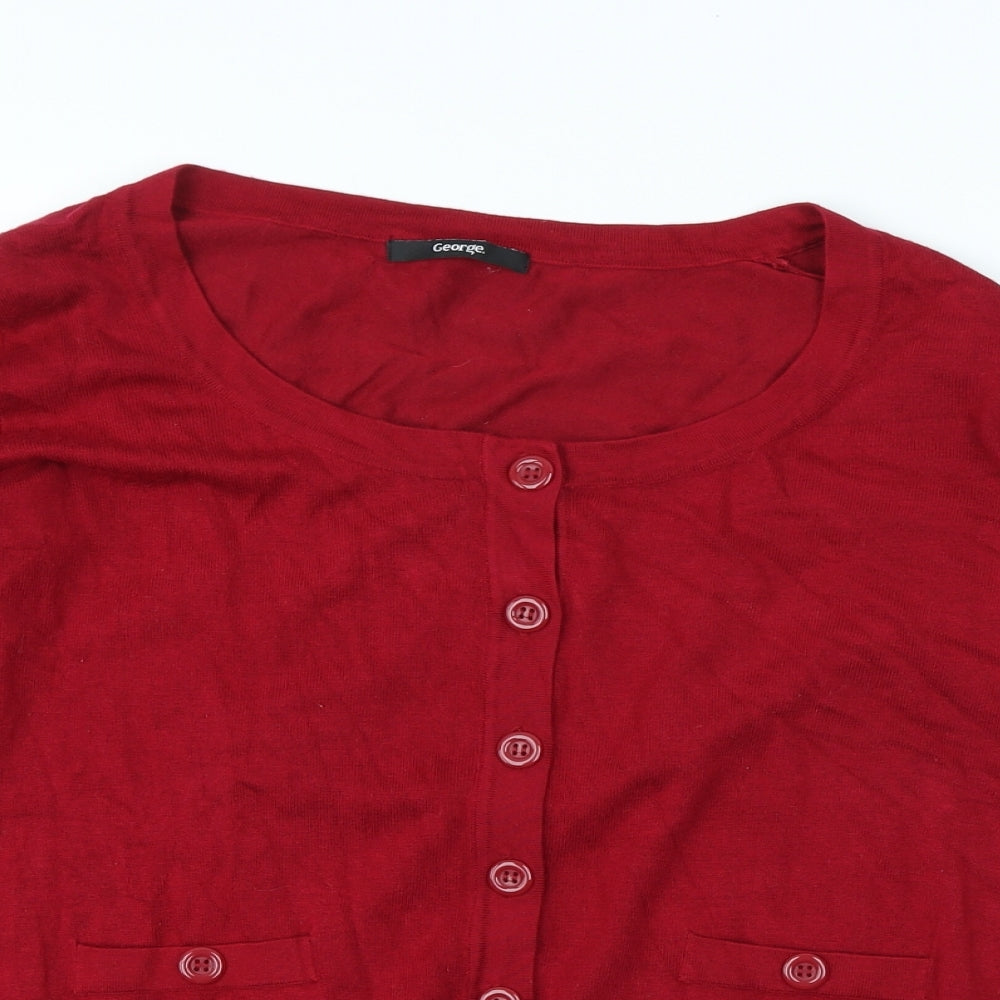George Womens Red Scoop Neck Viscose Cardigan Jumper Size 20