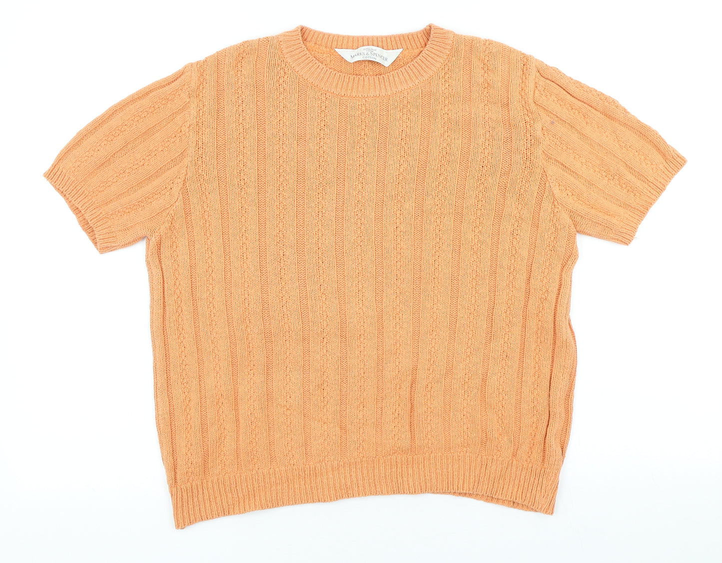 Marks and Spencer Womens Orange Scoop Neck Acetate Pullover Jumper Size M