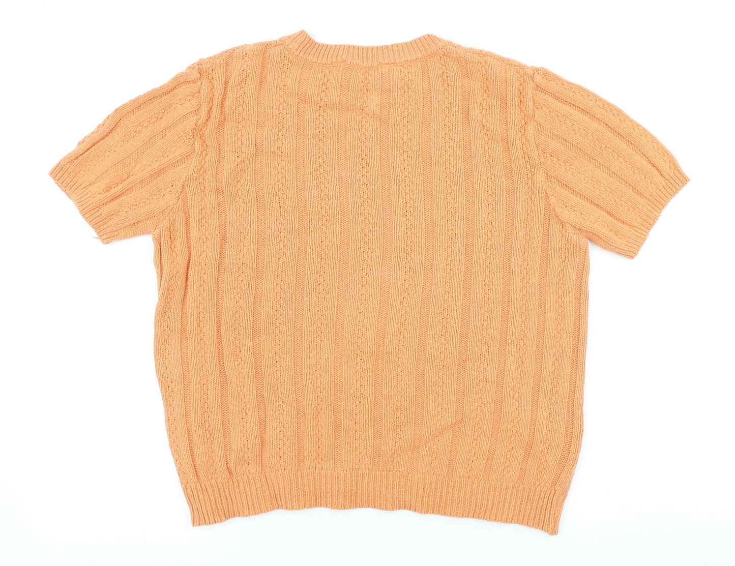 Marks and Spencer Womens Orange Scoop Neck Acetate Pullover Jumper Size M