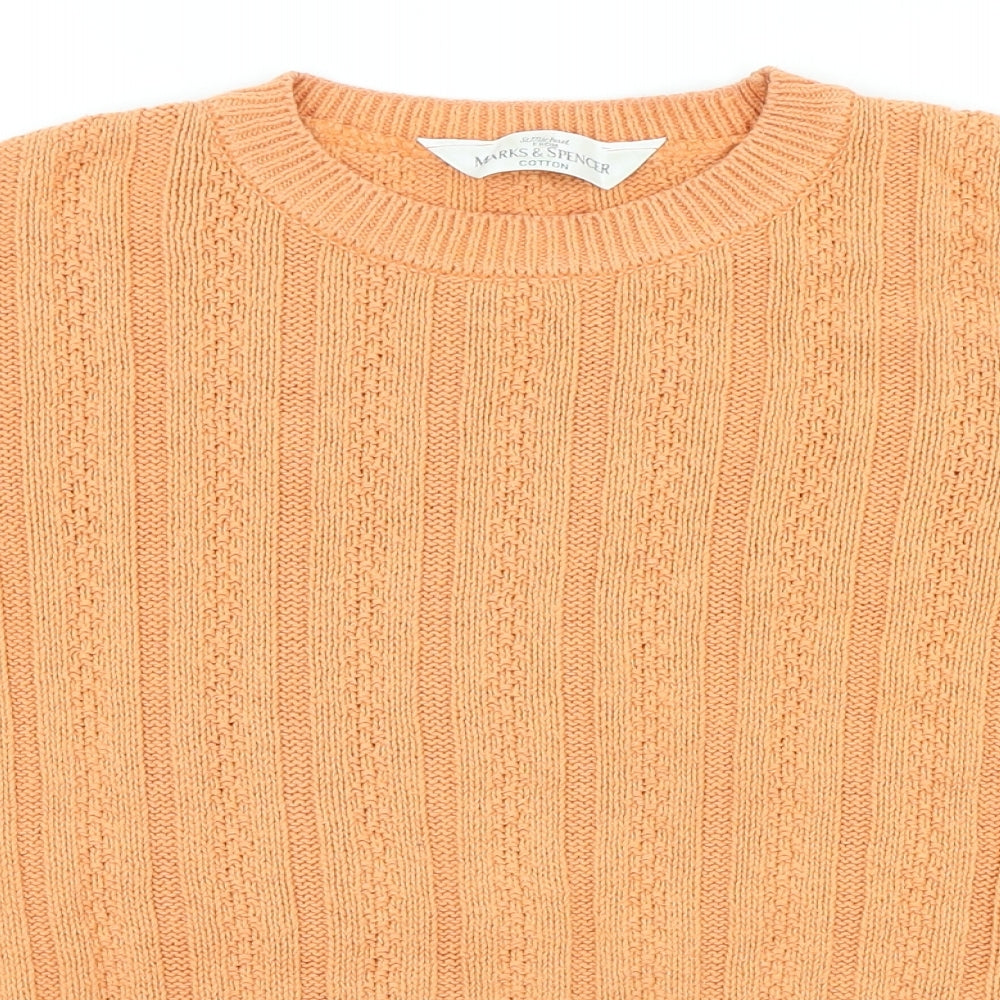 Marks and Spencer Womens Orange Scoop Neck Acetate Pullover Jumper Size M