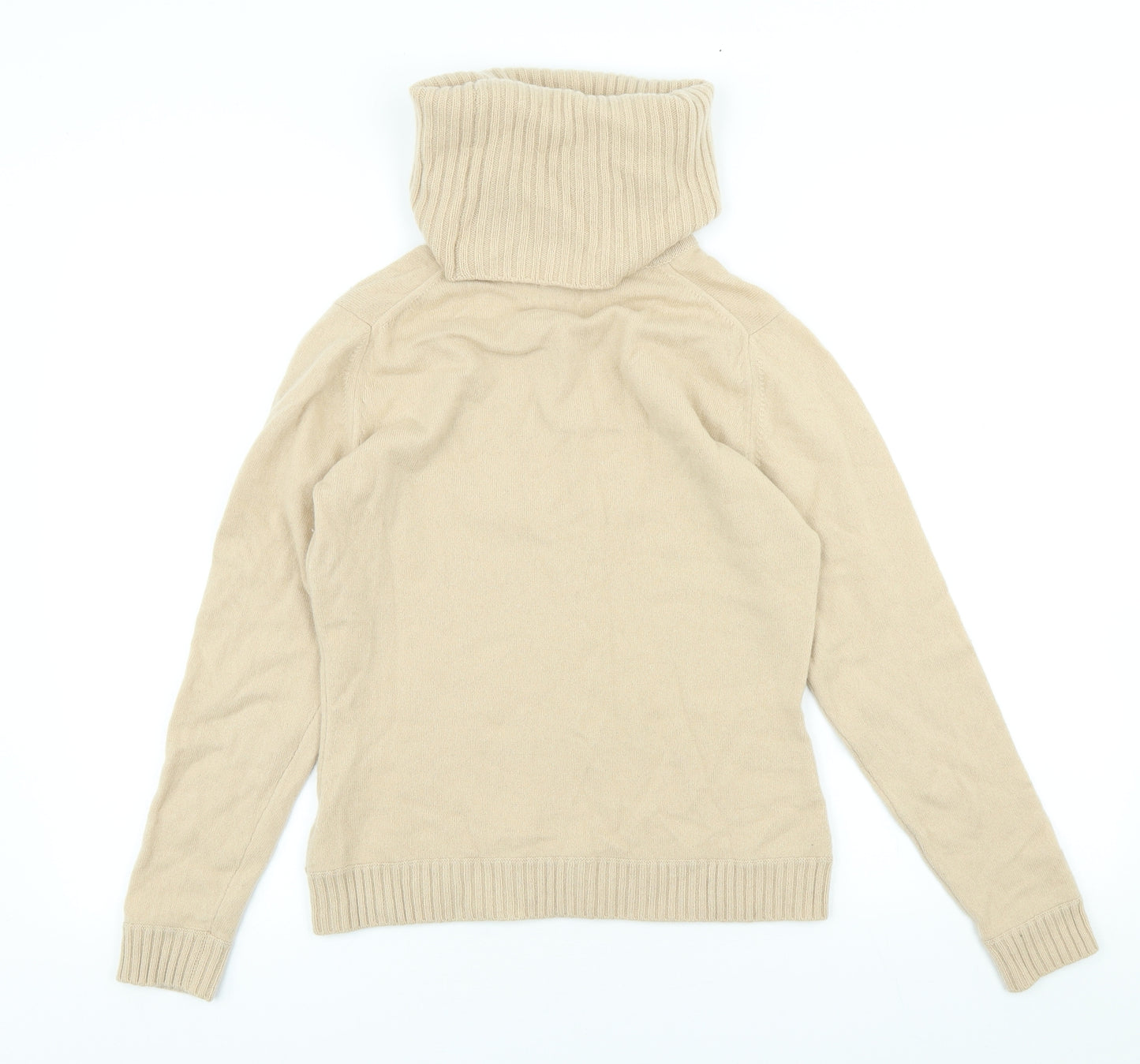 PURE Collection Womens Beige Roll Neck 100% Cashmere Pullover Jumper Size 10