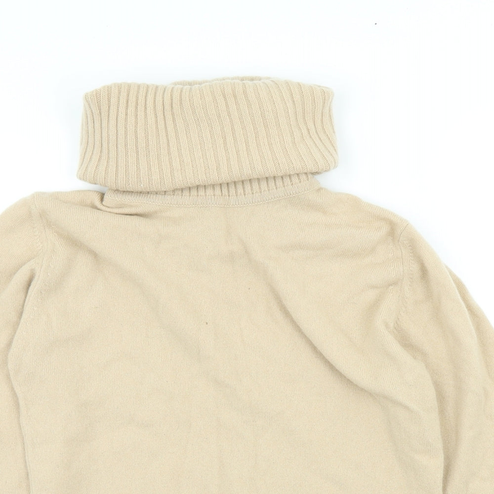 PURE Collection Womens Beige Roll Neck 100% Cashmere Pullover Jumper Size 10