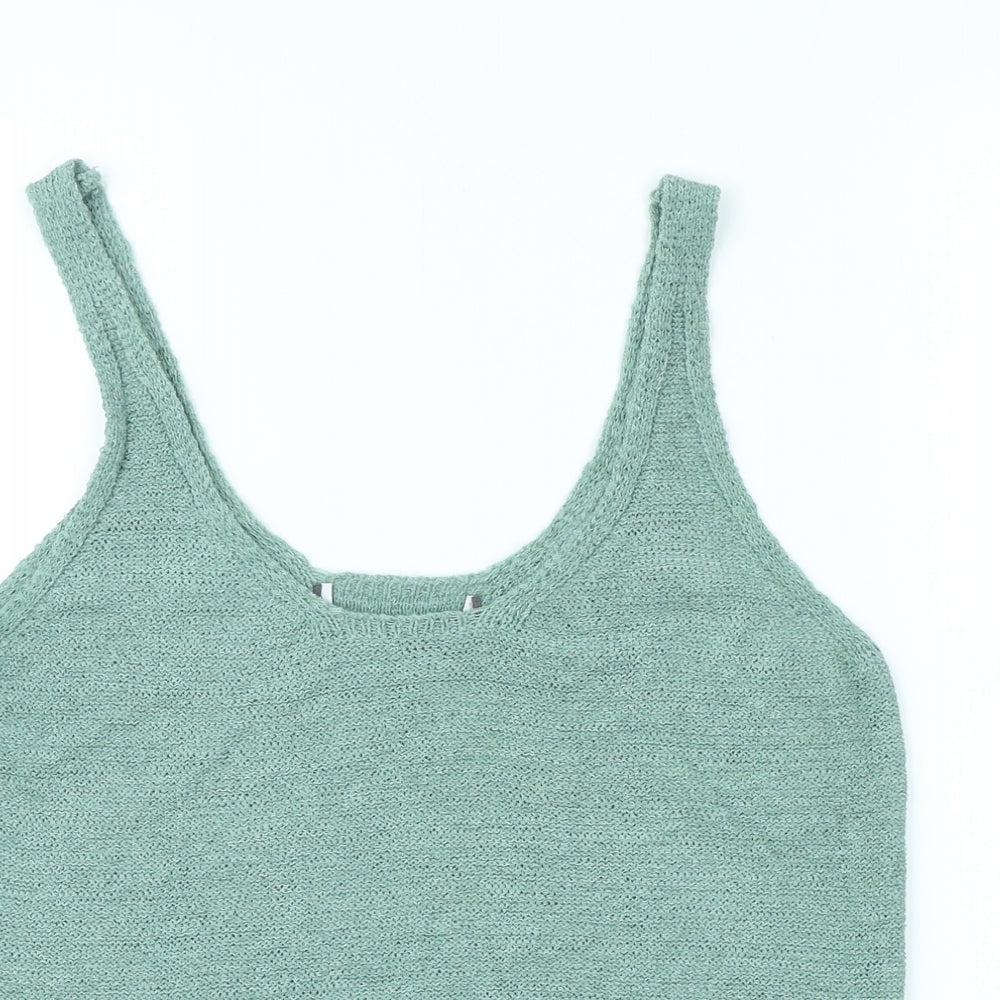Preworn Womens Green Acrylic Basic Tank Size M Scoop Neck