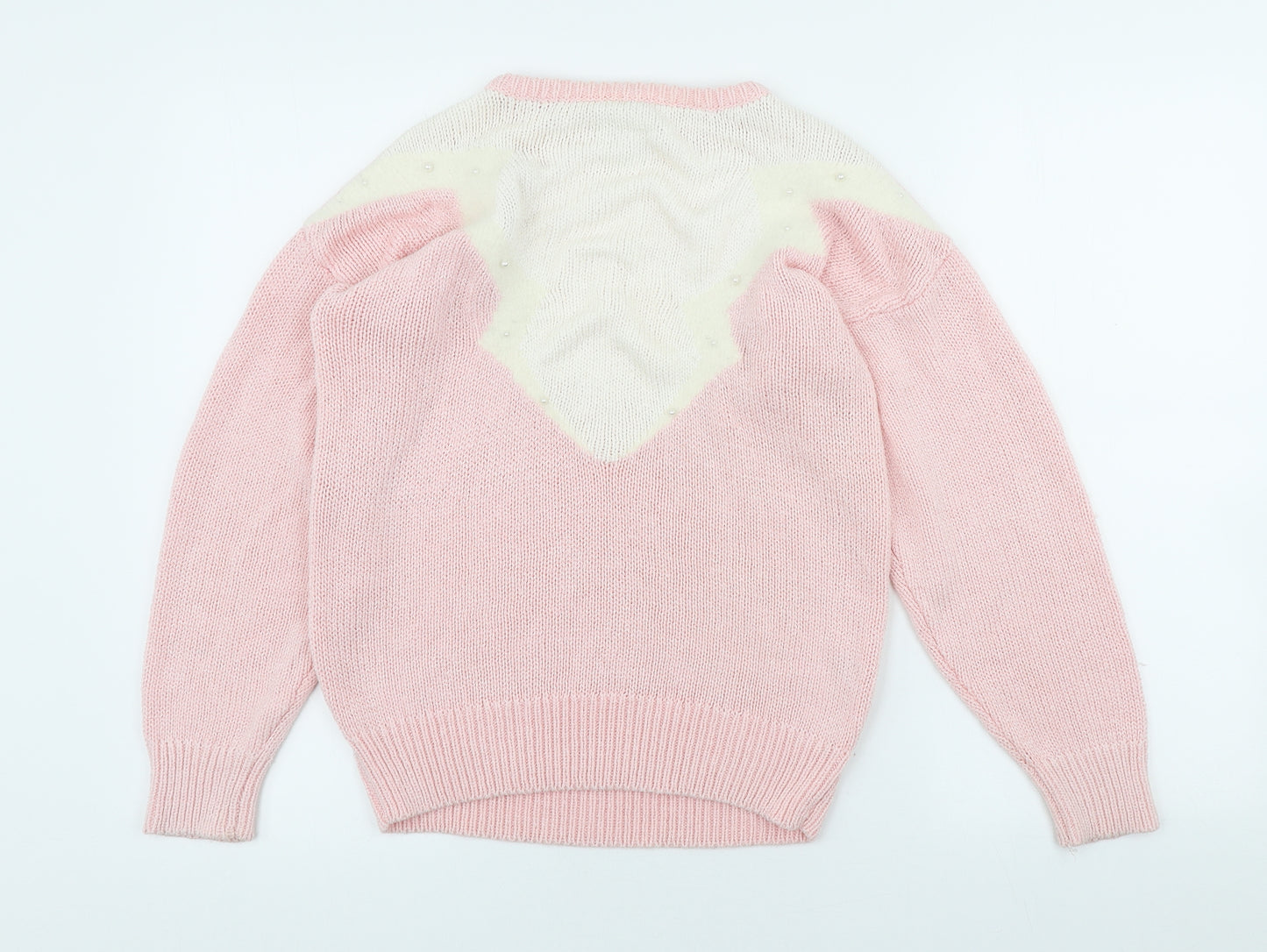 Planet Womens Pink Crew Neck Viscose Pullover Jumper Size S