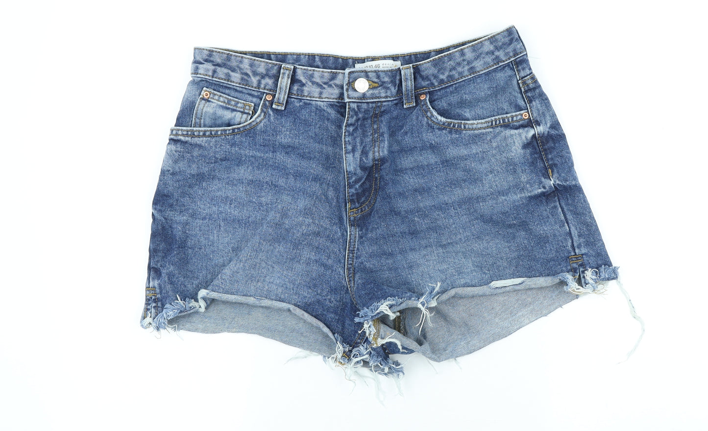 Denim & Co. Womens Blue Cotton Cut-Off Shorts Size 14 Regular Button